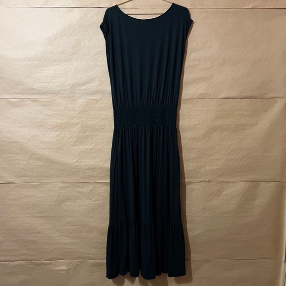 Nation LTD | Evonne Maxi Dress Pima Cotton Tiered Popover Smocked Black Size M - Picture 10 of 13